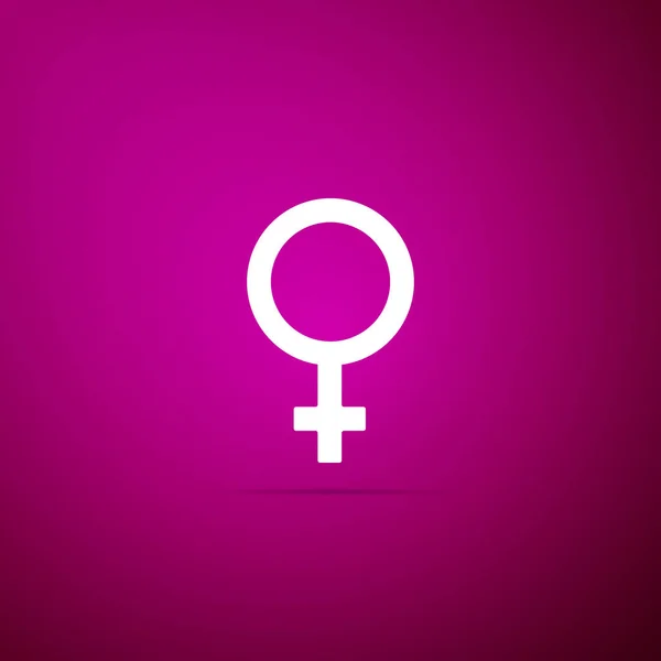 Icône de symbole de genre féminin isolé sur fond violet. Le symbole de Vénus. Le symbole d'un organisme féminin ou d'une femme. Design plat. Illustration vectorielle — Image vectorielle