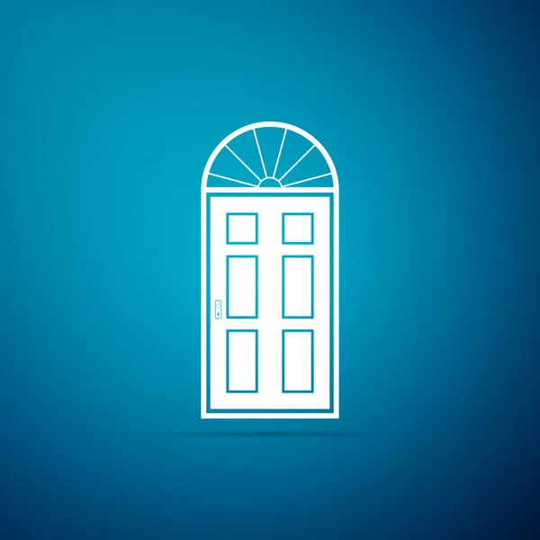 Zárt ajtó ikon kék háttér elszigetelt. Lapos kivitel. Vektoros illusztráció — Stock Vector