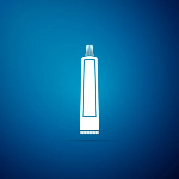 Tube of toothpaste icon isolated on blue background. Flat design. Vector Illustration