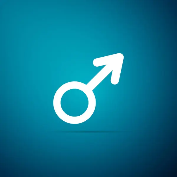 Férfi nemi szimbólum ikon kék háttér elszigetelt. Lapos kivitel. Vektoros illusztráció — Stock Vector