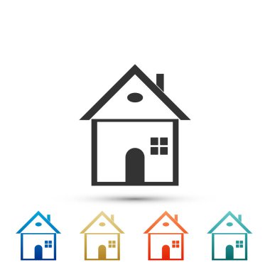Beyaz arka plan üzerinde izole House simge. Ev sembolü. Öğeleri renk simgeleri ayarlayın. Vektör çizim