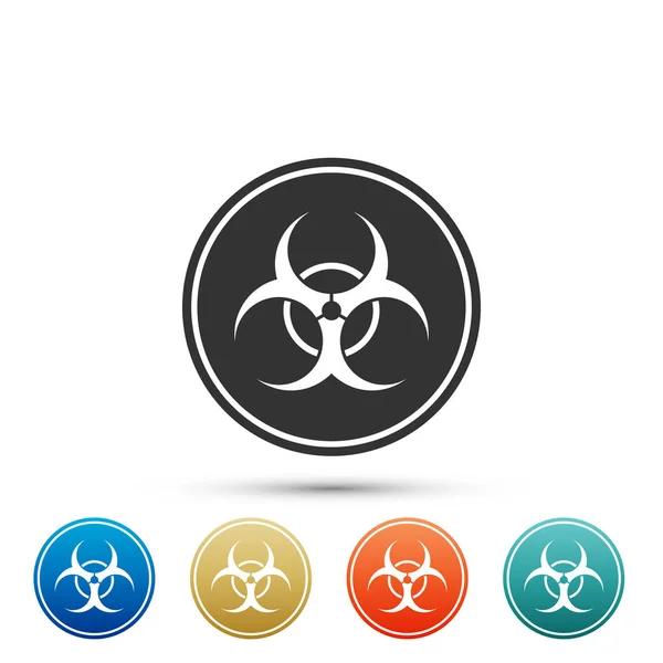 Ícone de símbolo de risco biológico isolado no fundo branco. Definir elementos em ícones de cor. Ilustração vetorial —  Vetores de Stock