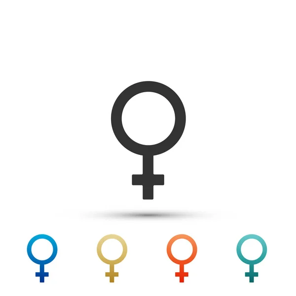 Icono de símbolo de género femenino aislado sobre fondo blanco. Símbolo Venus. El símbolo de un organismo femenino o una mujer. Establecer elementos en iconos de color. Ilustración vectorial — Archivo Imágenes Vectoriales