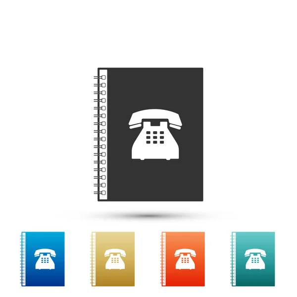 Telefoonboek pictogram geïsoleerd op een witte achtergrond. Adresboek. Telephone directory. Set elementen in gekleurde pictogrammen. Vectorillustratie — Stockvector