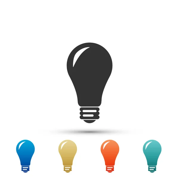 Gloeilamp pictogram geïsoleerd op een witte achtergrond. Energie en idee symbool. Elektrische lamp. Set elementen in gekleurde pictogrammen. Vectorillustratie — Stockvector