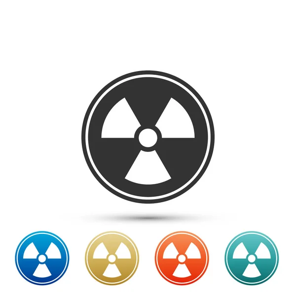 Icône radioactive isolée sur fond blanc. Symbole toxique radioactif. Radiation Signal de danger. Définir les éléments dans les icônes de couleur. Illustration vectorielle — Image vectorielle