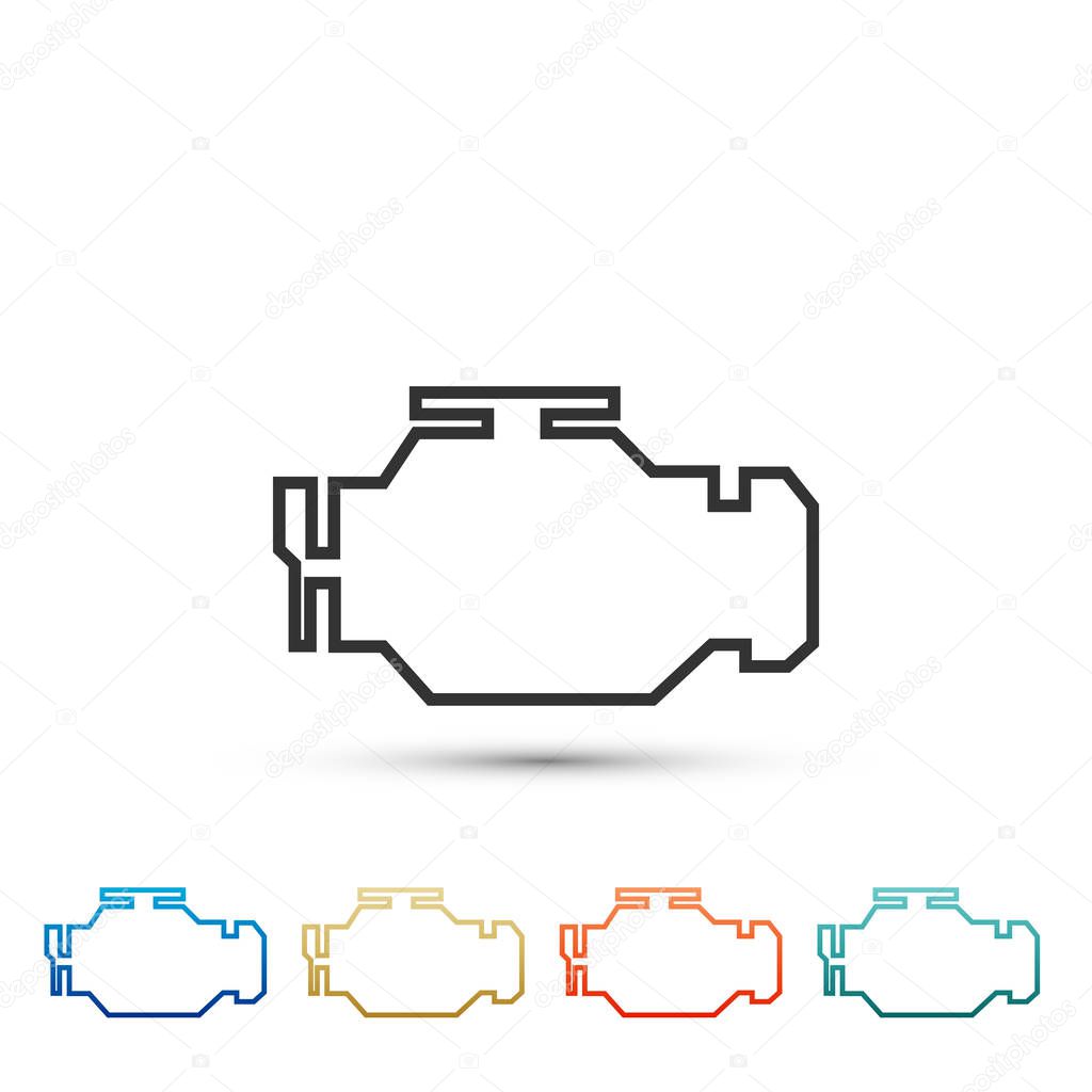 Check engine icon isolated on white background. Set elements in color icons. Vector Illustration