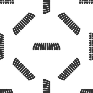 Çizgili tente simgesi izole Dikişsiz desen beyaz arka plan üzerinde. Açık tente işareti. Tente gölgelik dükkan, lokanta ve sokak için. Düz tasarım. Vektör çizim