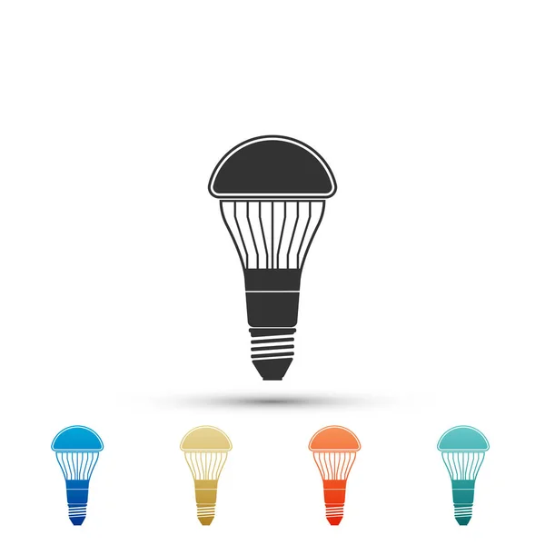 Icône d'ampoule LED isolée sur fond blanc. Ampoule LED éclairée économique. Économisez de l'énergie lampe. Définir les éléments dans les icônes de couleur. Illustration vectorielle — Image vectorielle