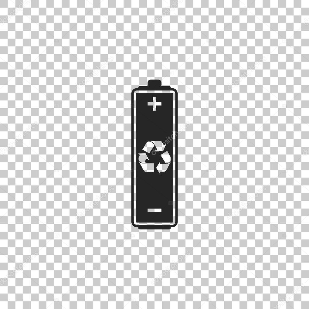 Battery with recycling symbol icon isolated on transparent background. Flat design. Vector Illustration