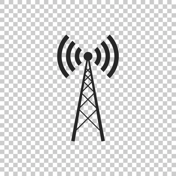 Icono de antena aislado sobre fondo transparente. Antena de radio inalámbrica. Tecnología y señal de red antena de radio. Diseño plano. Ilustración vectorial — Vector de stock