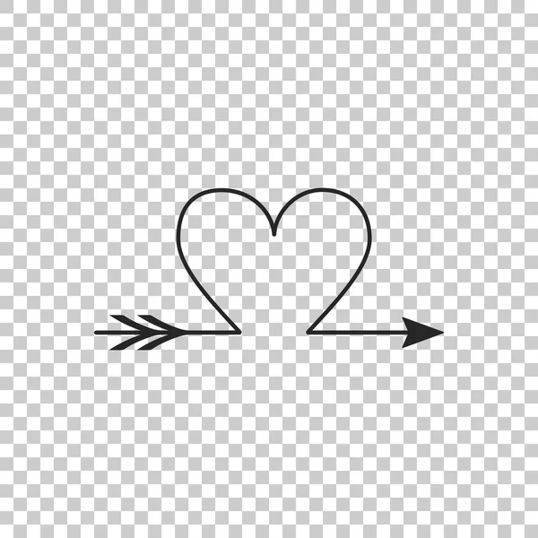 Corazón flecha Cupido, tarjetas de San Valentín icono aislado sobre fondo transparente. Diseño plano. Ilustración vectorial — Archivo Imágenes Vectoriales