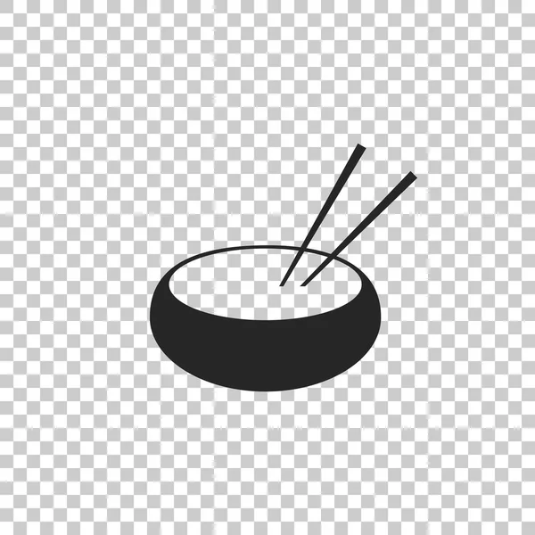 Μπολ με ασιατικά πιάτα και ένα ζευγάρι chopsticks εικονίδιο σιλουέτα απομονώνονται σε διαφανές φόντο. Έννοια της προετοιμασία, Ανατολική διατροφή. Επίπεδη σχεδίαση. Εικονογράφηση διάνυσμα — Διανυσματικό Αρχείο