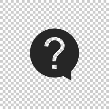 Soru işareti üzerinde şeffaf arka plan izole daire simgesi. Tehlike uyarı sembolü. Düz tasarım. Vektör çizim