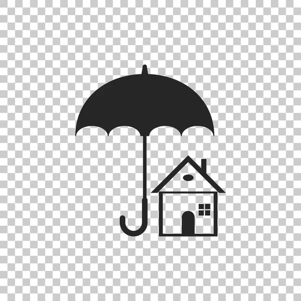 Dom z ikoną parasol na przezroczystym tle. Symbol ubezpieczenie nieruchomości. Symbol nieruchomości. Płaska konstrukcja. Ilustracja wektorowa — Wektor stockowy