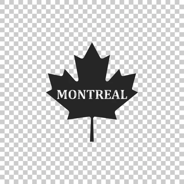 Hoja de arce canadiense con nombre de ciudad icono de Montreal aislado sobre fondo transparente. Diseño plano. Ilustración vectorial — Archivo Imágenes Vectoriales