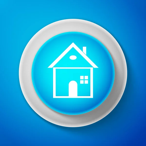 Иконка дома изолирована на синем фоне. Домашний символ Голубая кнопка. Векторная иллюстрация — стоковый вектор