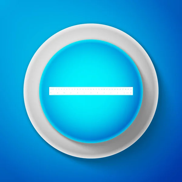 Icono de regla aislado sobre fondo azul. Símbolo de borde recto. Círculo botón azul. Ilustración vectorial — Vector de stock