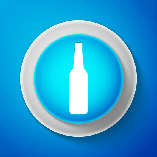 Piwo butelka ikona na białym tle na niebieskim tle. Niebieskie kółko. Ilustracja wektorowa — Wektor stockowy