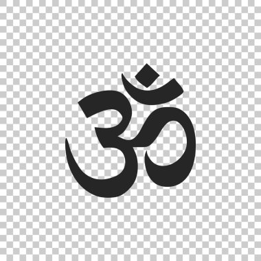 Om veya Aum Hint kutsal ses simgesi şeffaf arka plan üzerinde izole. Budizm ve Hinduizm dinin sembolü. Brahma, Vişnu ve Shiva ilahi Triad'ın sembolü. Vektör çizim