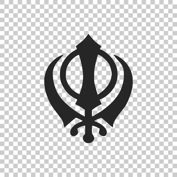 Sikhisme religion icône symbole Khanda isolé sur fond transparent. Symbole Khanda Sikh. Design plat. Illustration vectorielle — Image vectorielle