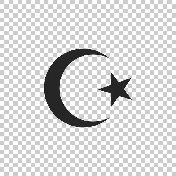 Estrella y media luna - símbolo del icono del Islam aislado sobre un fondo transparente. Símbolo de religión. Diseño plano. Ilustración vectorial — Vector de stock