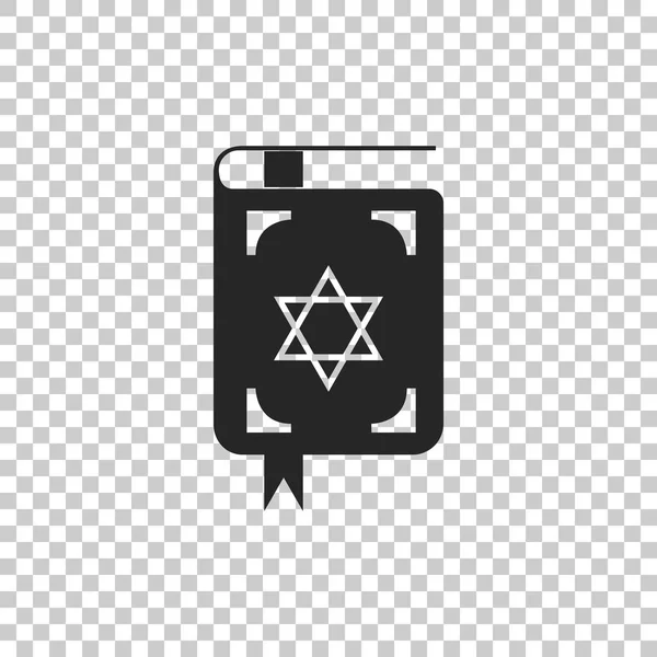 Joodse Thora boekpictogram geïsoleerd op transparante achtergrond. Het boek van de Pentateuch van Mozes. Op de cover van de Bijbel is het beeld van de Davidster. Platte ontwerp. Vectorillustratie — Stockvector