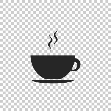Kahve fincanı simge üzerinde şeffaf arka plan izole. Çay bardağı. Sıcak bir içecek kahve. Düz tasarım. Vektör çizim