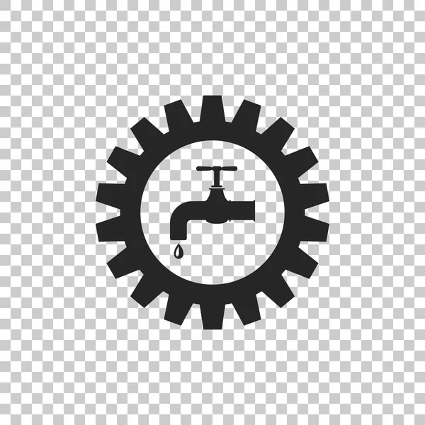 Saydam arka plan üzerinde izole dokunun simgesi olan gearwheel. Sıhhi tesisat iş sembolü. Düz tasarım. Vektör çizim — Stok Vektör