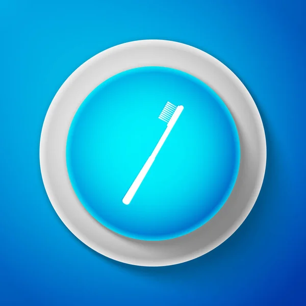 Icône brosse à dents isolée sur fond bleu. Cercle bouton bleu. Illustration vectorielle — Image vectorielle