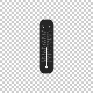 Celsius ve fahrenheit meteoroloji termometre ısı ve soğuk simgesi üzerinde şeffaf arka plan izole ölçme. Sıcak veya soğuk hava gösterilen termometre ekipmanların üzerine koymayın. Düz tasarım. Vektör çizim
