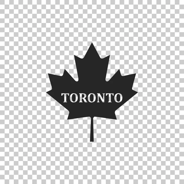 Kanadensiska maple leaf med staden namnet Toronto ikon isolerad på transparent bakgrund. Platt design. Vektorillustration — Stock vektor