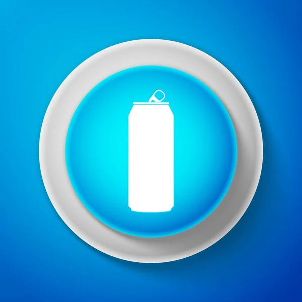 Aluminio puede icono aislado sobre fondo azul. Círculo botón azul. Ilustración vectorial — Vector de stock