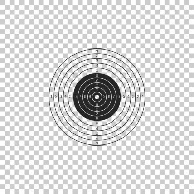 Spor çekim rekabet simgesi üzerinde şeffaf arka plan izole için hedef. Temiz hedef aralığı vurulma ya da tabanca çekim için numaraları ile. Düz tasarım. Vektör çizim
