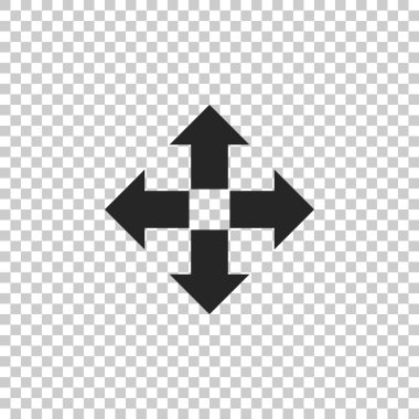 Oklar üzerinde şeffaf arka plan izole dört yönü gösteren simge. Düz tasarım. Vektör çizim