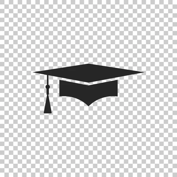Icône de chapeau de graduation isolé sur fond transparent. Chapeau de graduation avec icône de pompon. Design plat. Illustration vectorielle — Image vectorielle