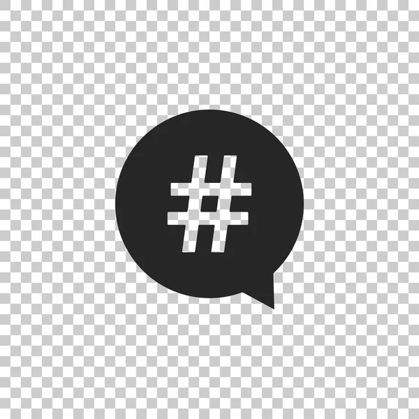 Hashtag no ícone círculo isolado em fundo transparente. Símbolo de mídia social, conceito de número de sinal, mídia social, micro blogging pr popularidade. Design plano. Ilustração vetorial — Vetor de Stock