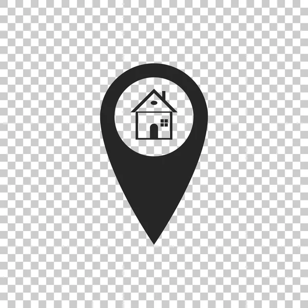 Puntero de mapa con icono de la casa aislado sobre fondo transparente. Símbolo de marcador de ubicación. Diseño plano. Ilustración vectorial — Vector de stock
