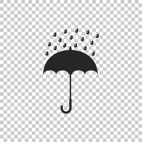 Umbrella and rain drops icon isolated on transparent background. Flat design. Vector Illustration — Stock Vector