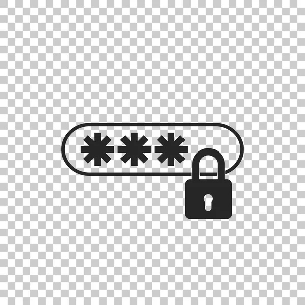 Значок защиты паролем изолирован на прозрачном фоне. Плоский дизайн. Векторная миграция — стоковый вектор