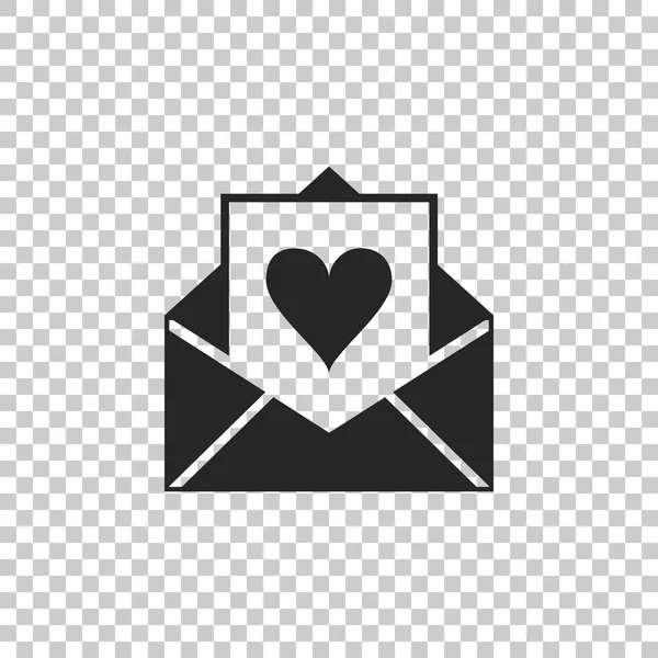 Envelope with Valentine heart icon isolated on transparent background. Letter love and romance. Flat design. Vector Illustration — Stock Vector