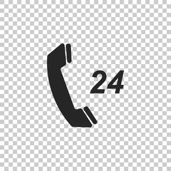 Telefon 24 saat destek simgesini şeffaf arka plan üzerinde izole. Tüm gün müşteri destek çağrı merkezi. Düz tasarım. Vektör çizim — Stok Vektör