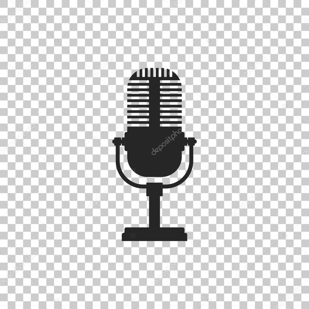 Microphone icon isolated on transparent background. Flat design. Vector Illustration