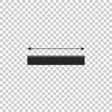 Saydam arka plan üzerinde izole ölçüm yükseklik ve uzunluk simgesi. Cetvel, yeşilaycı, ölçek simgesi. Düz tasarım. Vektör çizim