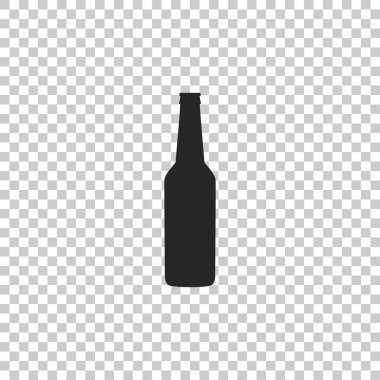 Bira şişe simgesi üzerinde şeffaf arka plan izole. Düz tasarım. Vektör çizim