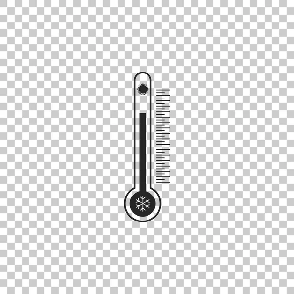 Thermometer with scale measuring heat and cold, with sun and snowflake icon isolated on transparent background. Flat design. Vector Illustration — Stock Vector