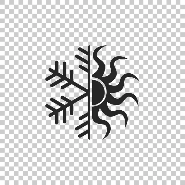 Горячий и холодный символ. Иконка солнца и снежинки изолированы на прозрачном фоне. Зимний и летний символ. Плоский дизайн. Векторная миграция — стоковый вектор