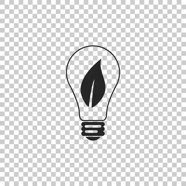 Лампочка з іконою листя ізольована на прозорому фоні. Концепція екологічної енергетики. Плоский дизайн. Векторна ілюстрація — стоковий вектор