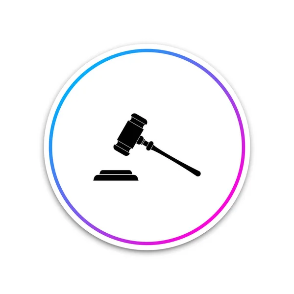Δικαστής εικονίδιο σφυρί που απομονώνονται σε λευκό φόντο. Σφυρί για την εκδίκαση των ποινών και τους λογαριασμούς, δικαστήριο, δικαιοσύνη, με μια στάση. Δημοπρασία σφυρί σύμβολο. Κύκλος λευκό κουμπί. Εικονογράφηση διάνυσμα — Διανυσματικό Αρχείο
