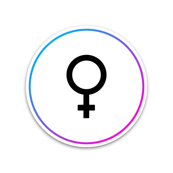 Icono de símbolo de género femenino aislado sobre fondo blanco. Símbolo Venus. El símbolo de un organismo femenino o una mujer. Círculo botón blanco. Ilustración vectorial — Vector de stock